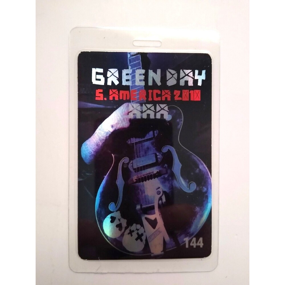 Green Day Backstage Pass Original Punk Rock Music Reflective Skull Guitar 2000